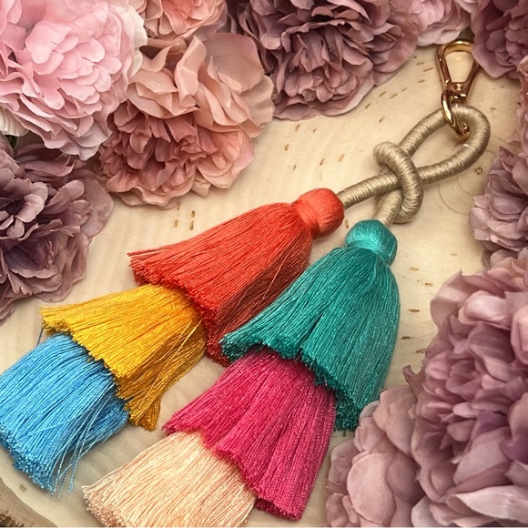 Boho Extra Long Multi Tier Colorful Fringe Purse Charm - Picture 9 of 16
